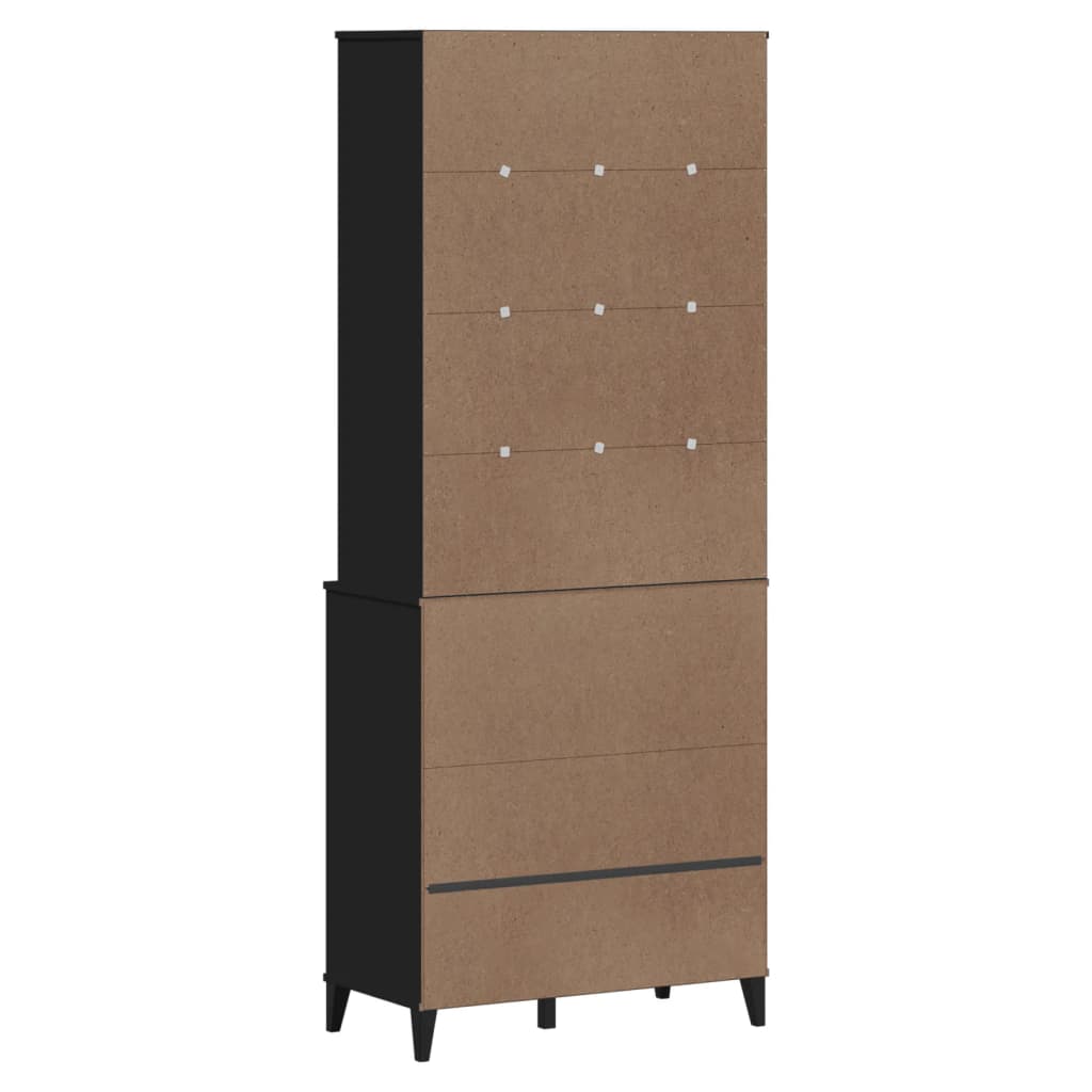 Visoka komoda VIKEN crna 80 x 40 x 200 cm od masivne borovine