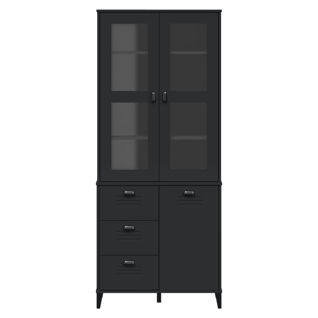 Visoka komoda VIKEN crna 80 x 40 x 190 cm od masivne borovine