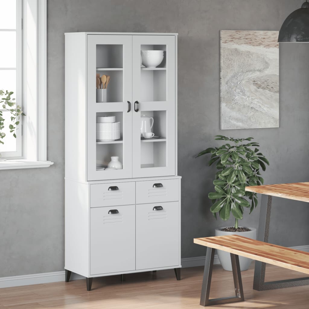 Visoka komoda VIKEN bijela 80 x 40 x 190 cm od masivne borovine