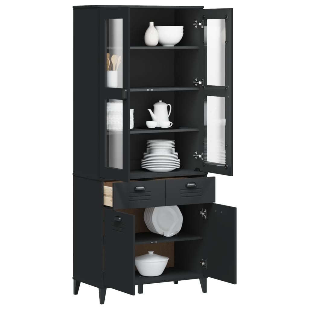 Visoka komoda VIKEN crna 80 x 40 x 190 cm od masivne borovine