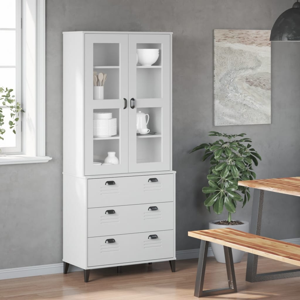 Visoka komoda VIKEN bijela 80 x 40 x 190 cm od masivne borovine