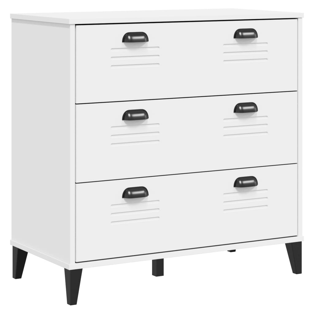 Visoka komoda VIKEN bijela 80 x 40 x 190 cm od masivne borovine