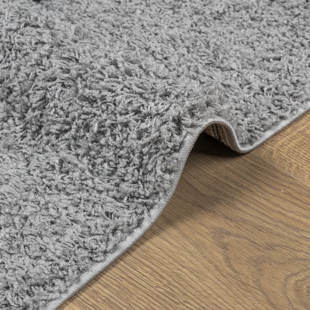 Čupavi tepih PAMPLONA s visokim vlaknima moderni sivi 80x250 cm