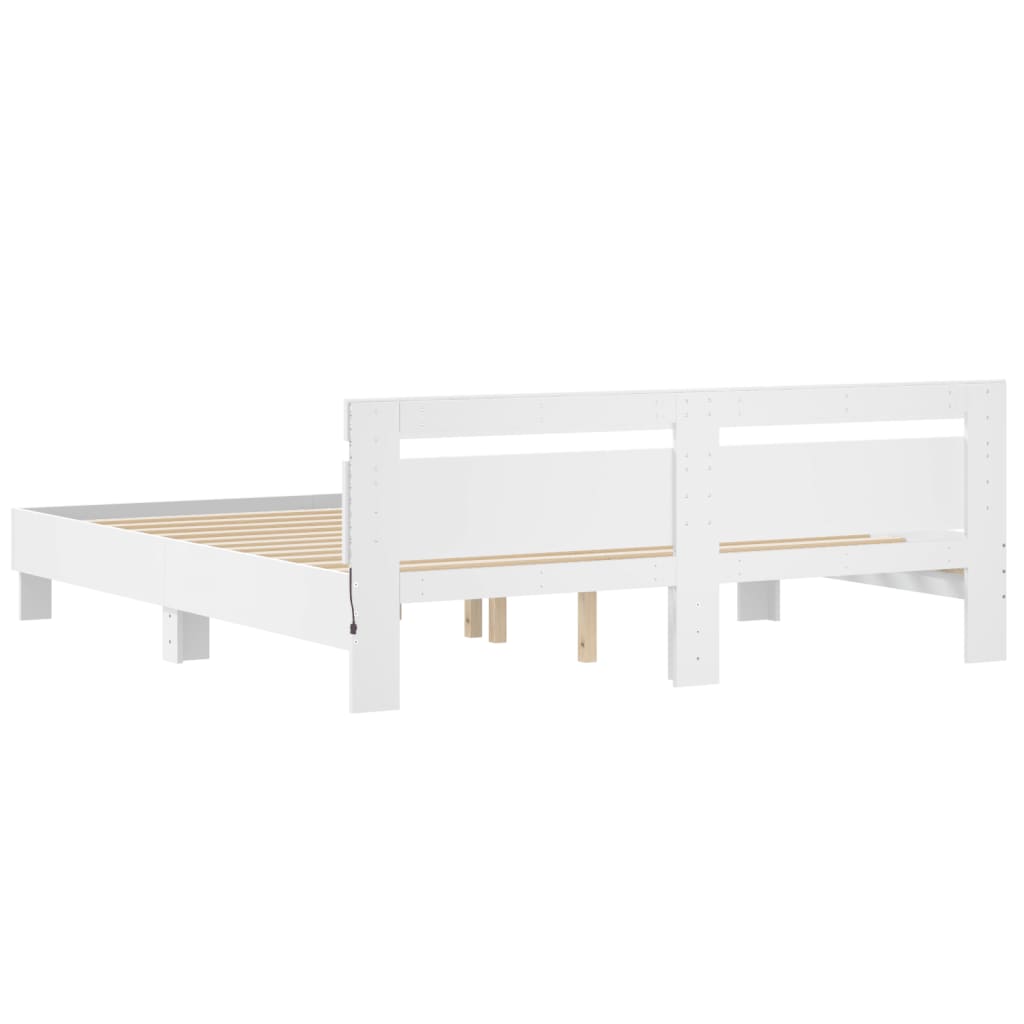 Okvir za krevet s uzglavljem i LED bijeli 180x200 cm