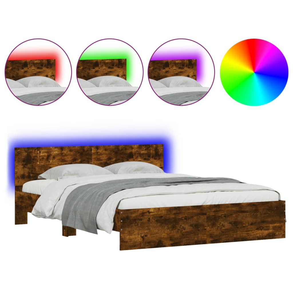 Okvir za krevet s uzglavljem i LED boja hrasta 160x200 cm