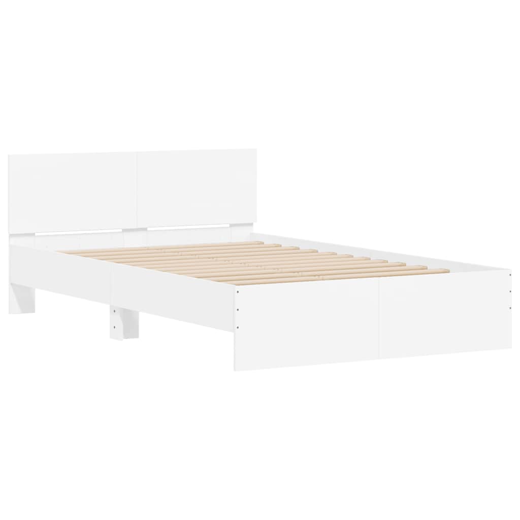 Okvir kreveta s uzglavljem i LED svjetlima bijeli 140 x 190 cm