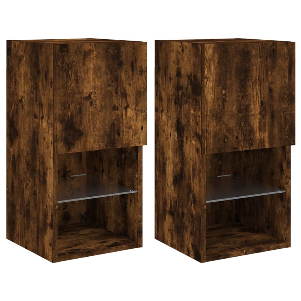 TV ormarići s LED svjetlima 2 kom boja hrasta 30,5x30x60 cm