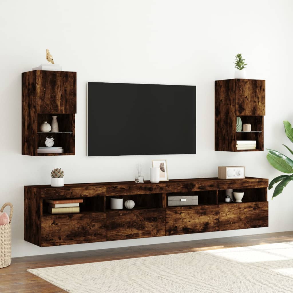 TV ormarići s LED svjetlima 2 kom boja hrasta 30,5x30x60 cm