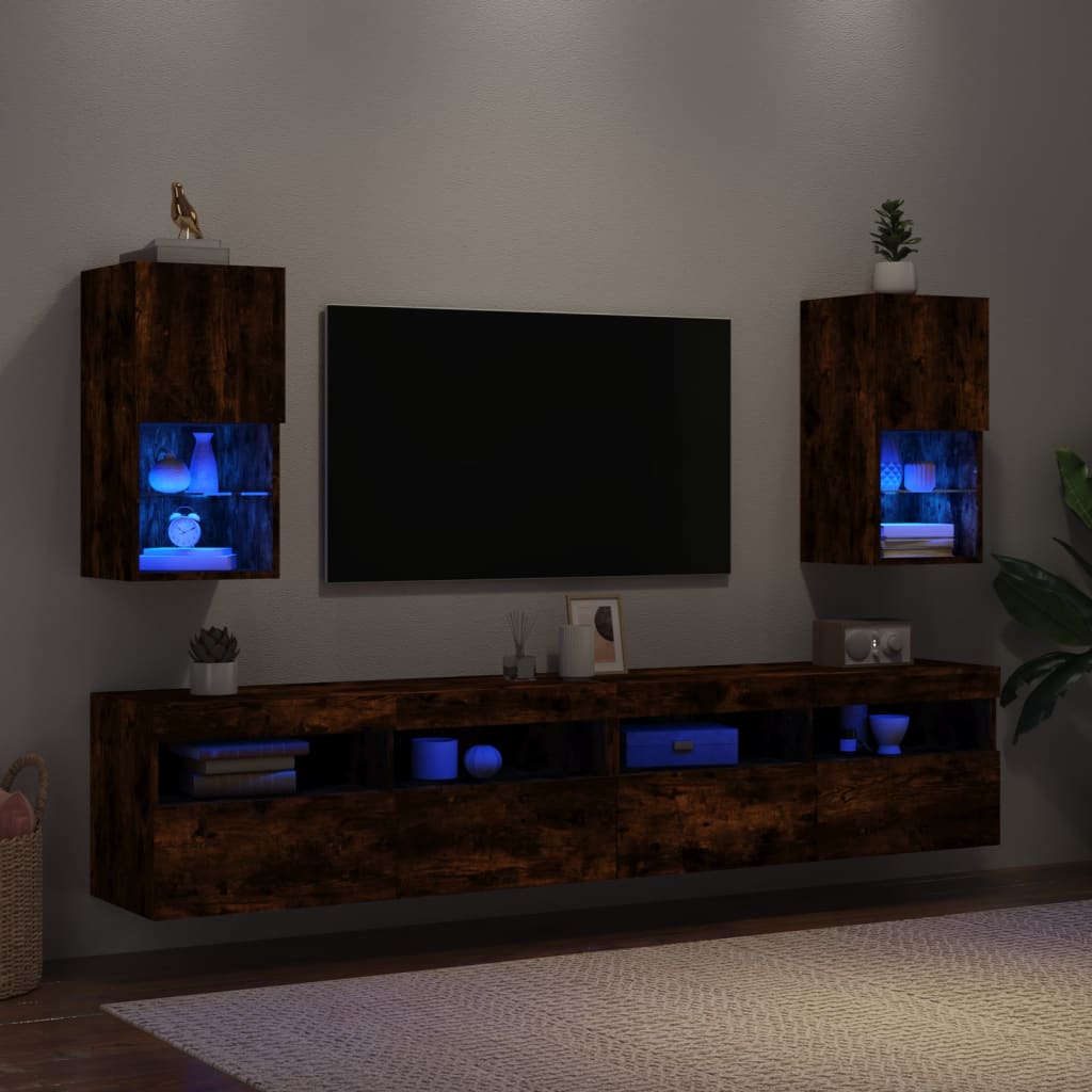 TV ormarići s LED svjetlima 2 kom boja hrasta 30,5x30x60 cm