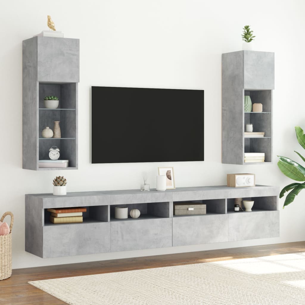 TV ormarići s LED svjetlima 2 kom boja betona 30,5 x 30 x 90 cm