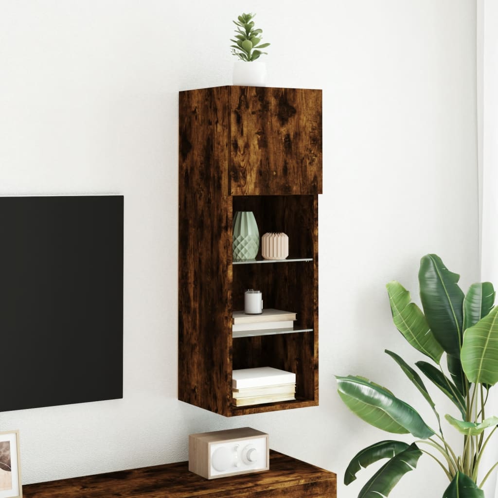TV ormarić s LED svjetlima boja dimljenog hrasta 30,5x30x90 cm
