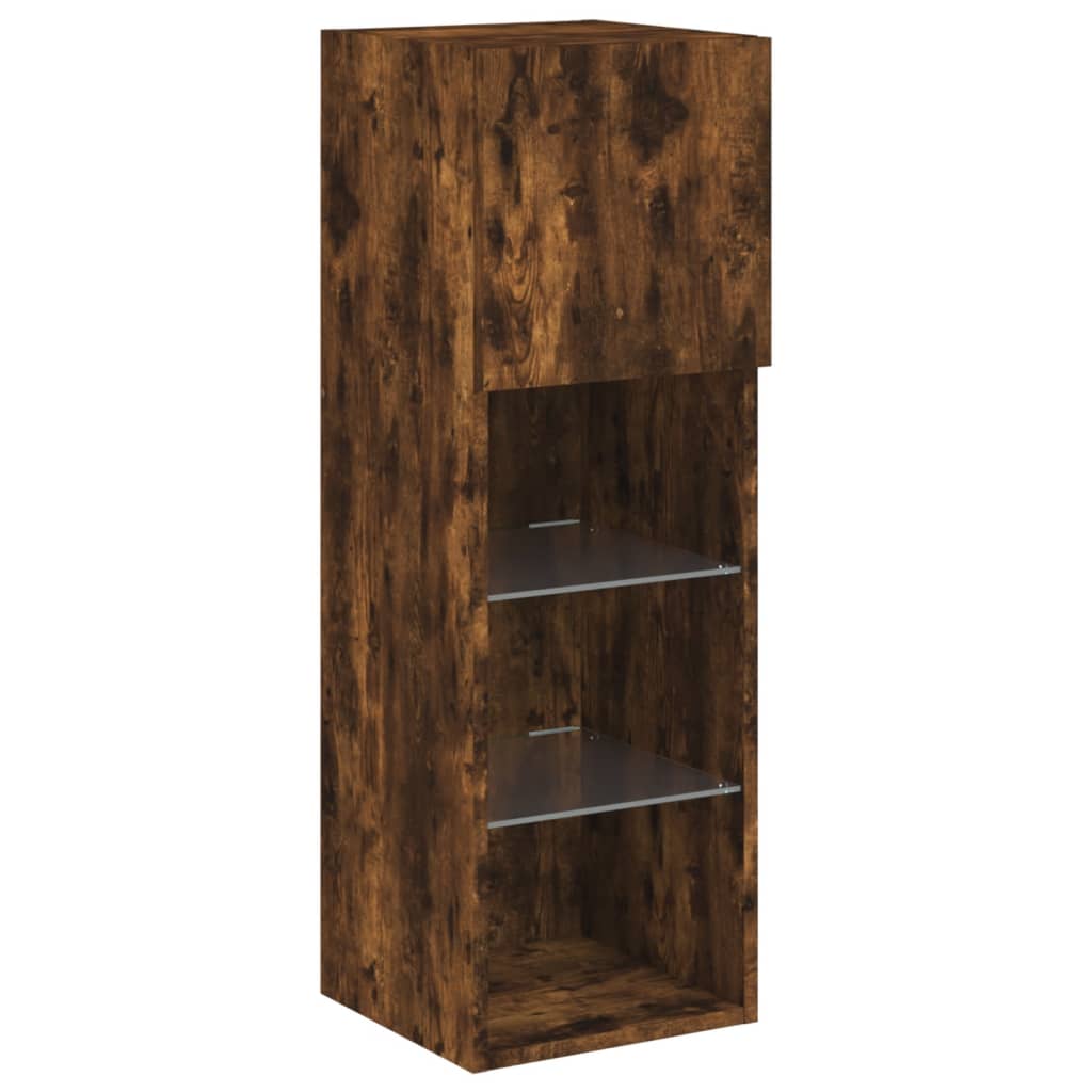 TV ormarić s LED svjetlima boja dimljenog hrasta 30,5x30x90 cm