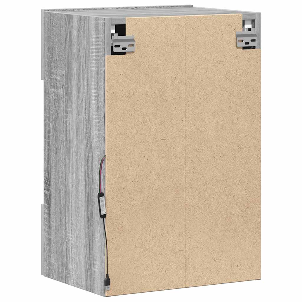 Zidni ormarići s LED svjetlima za TV 2 kom siva boja hrasta 40 x 30 x 60,5 cm