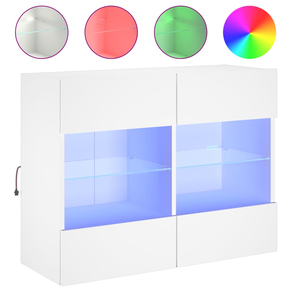 Zidni TV ormarić s LED svjetlima bijeli 78,5x30x60,5 cm