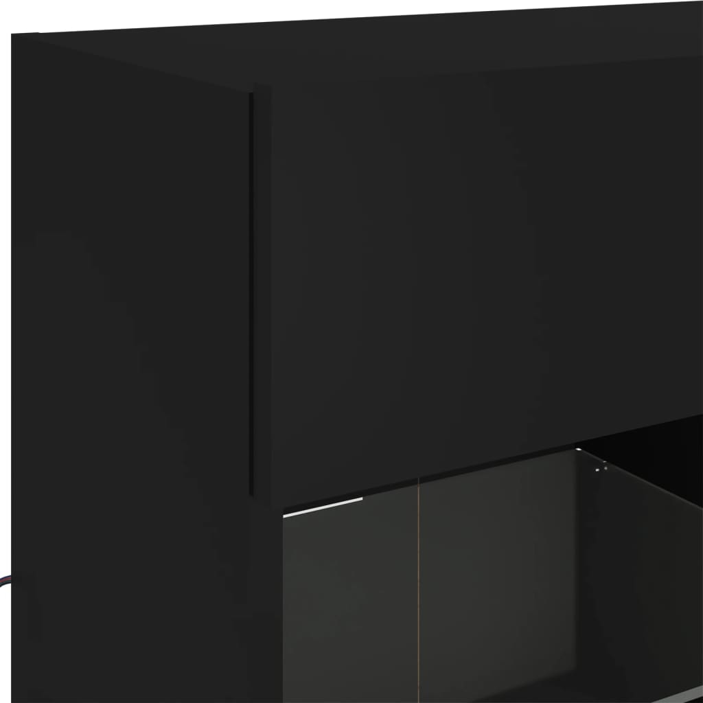 Zidni TV ormarić s LED svjetlima crni 78,5x30x60,5 cm