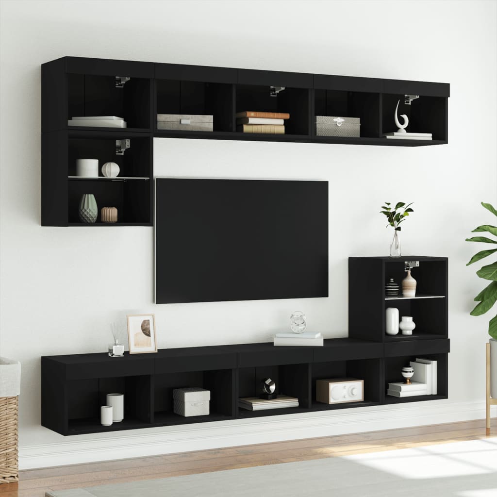 TV ormarići s LED svjetlima 2 kom crni 80x30x30 cm