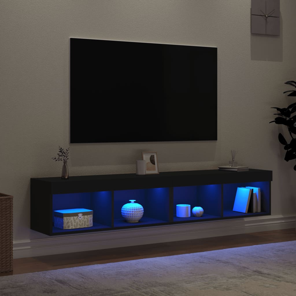 TV ormarići s LED svjetlima 2 kom crni 80x30x30 cm