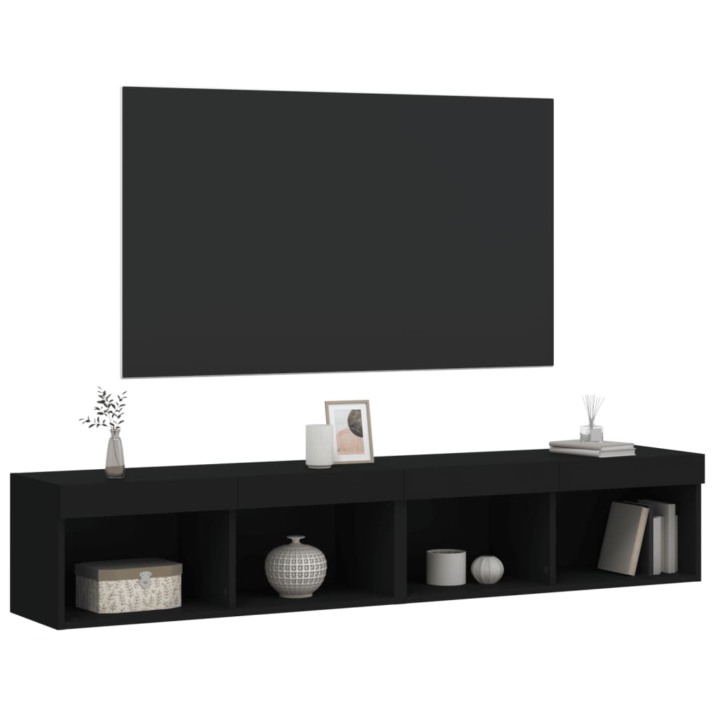 TV ormarići s LED svjetlima 2 kom crni 80x30x30 cm