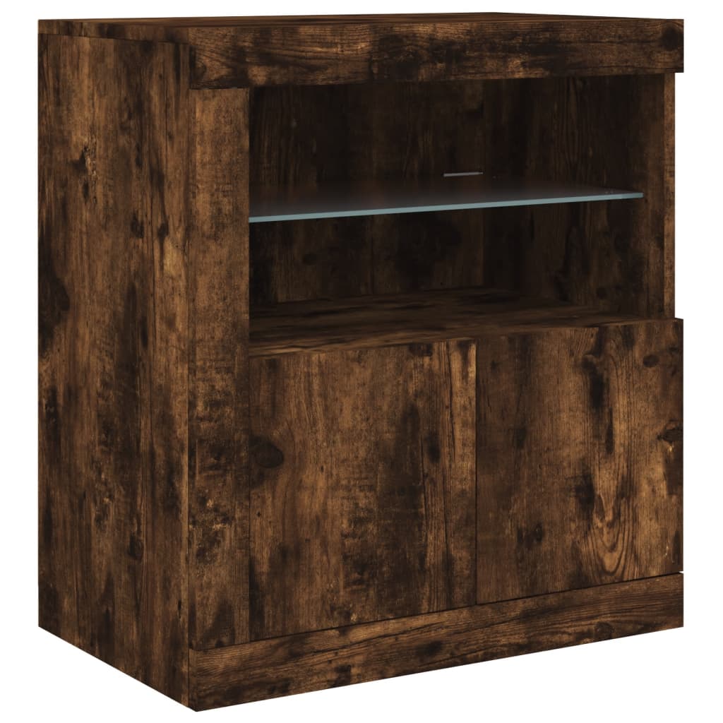 Komoda s LED svjetlima boja dimljenog hrasta 181,5x37x67 cm