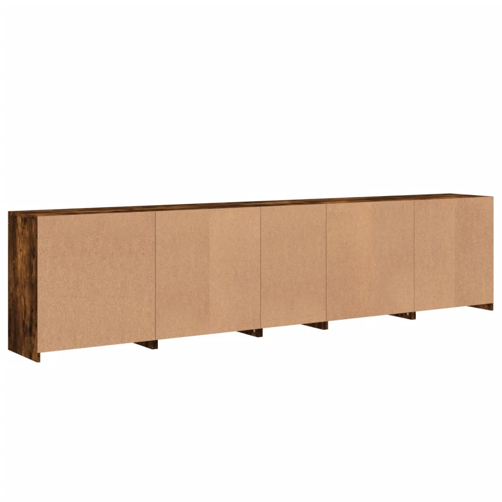 Komoda s LED svjetlima boja dimljenog hrasta 283x37x67 cm
