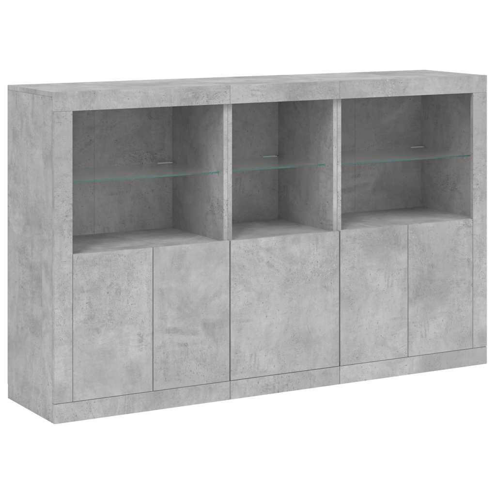 Komoda s LED svjetlima siva boja betona 162 x 37 x 100 cm