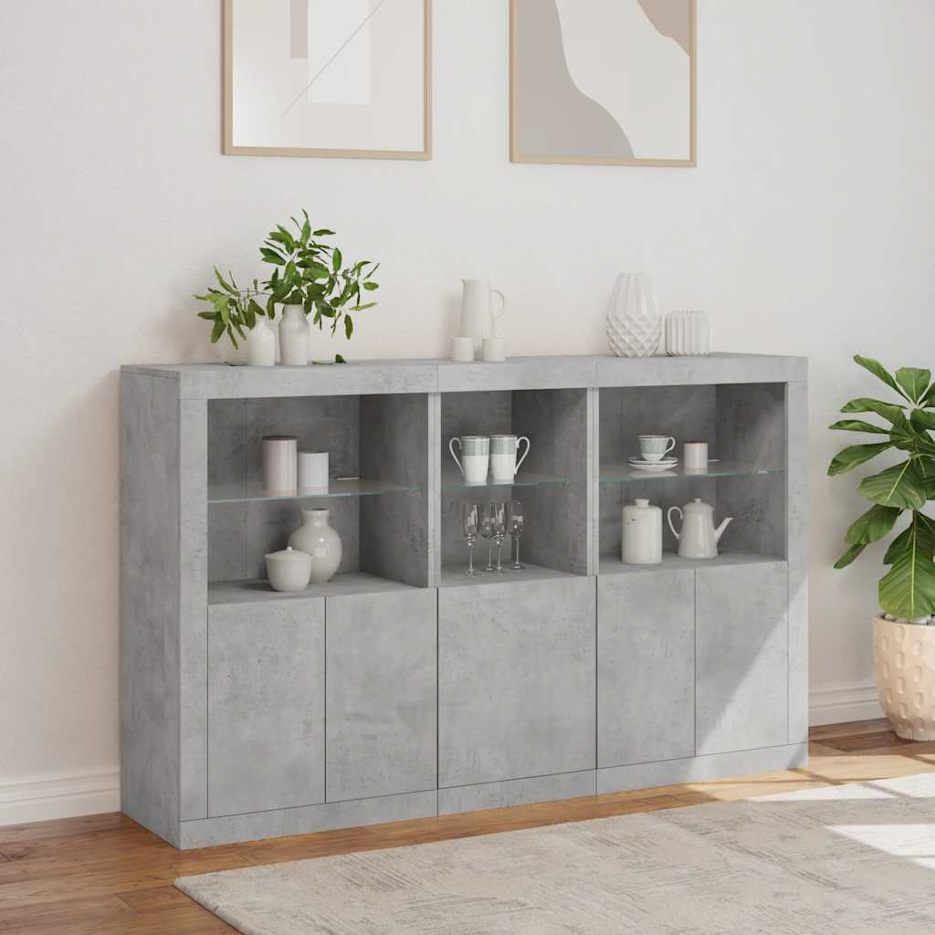 Komoda s LED svjetlima siva boja betona 162 x 37 x 100 cm