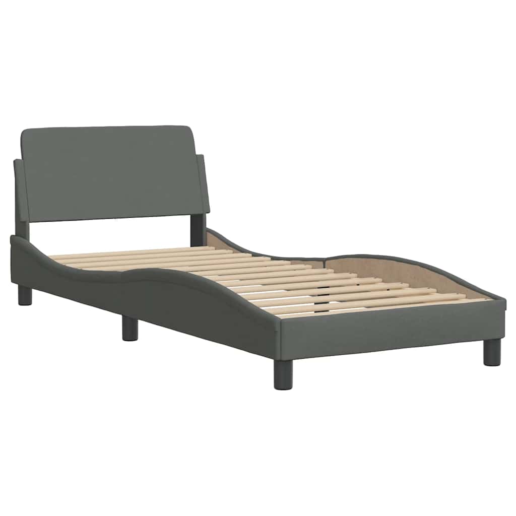 Okvir za krevet Dover tamno sivi 90x190 cm tkanina