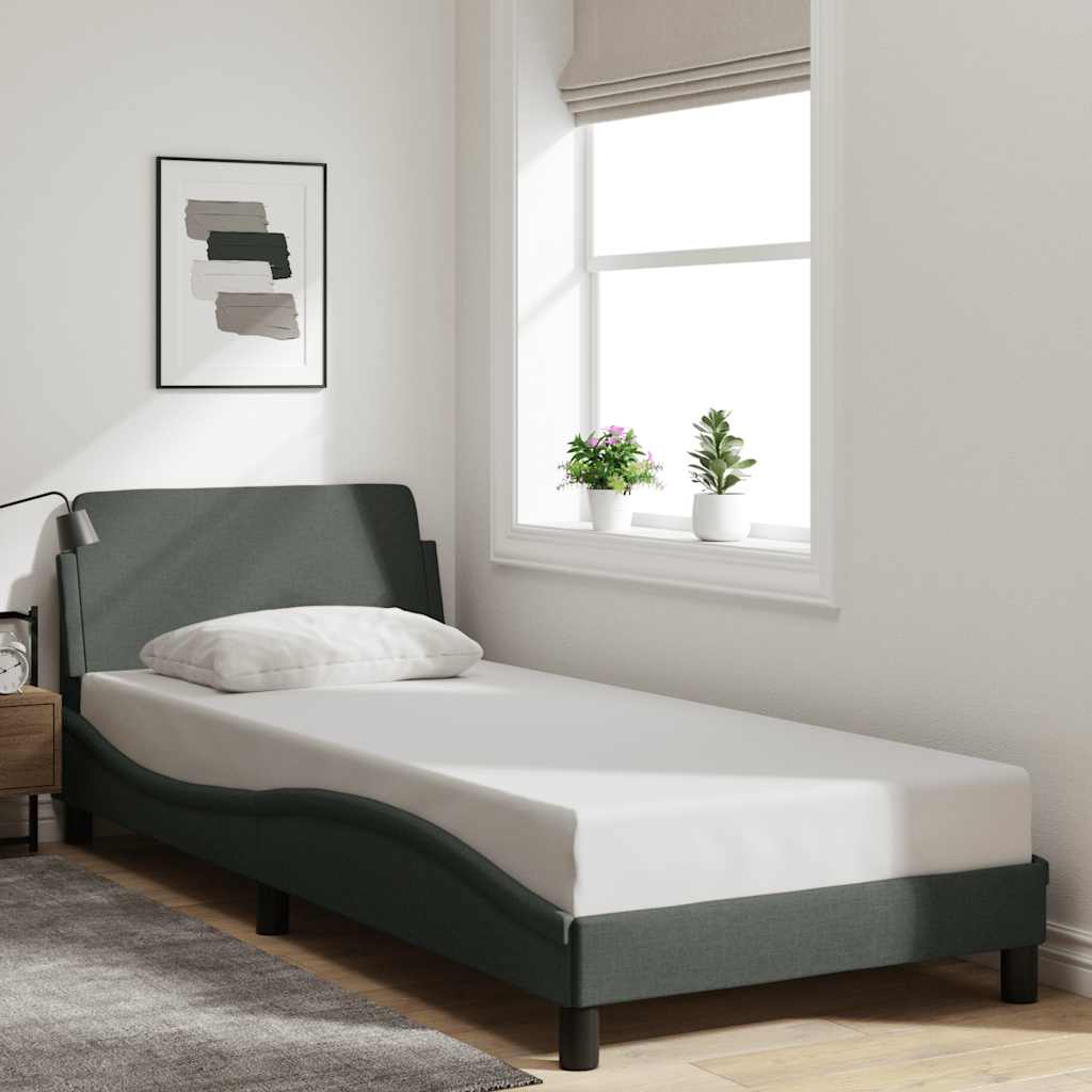 Okvir za krevet Dover tamno sivi 90x190 cm tkanina