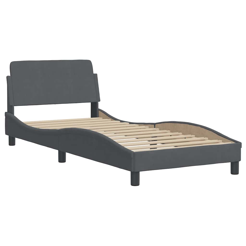 Okvir za krevet Dover tamno sivi 90x190 cm baršun