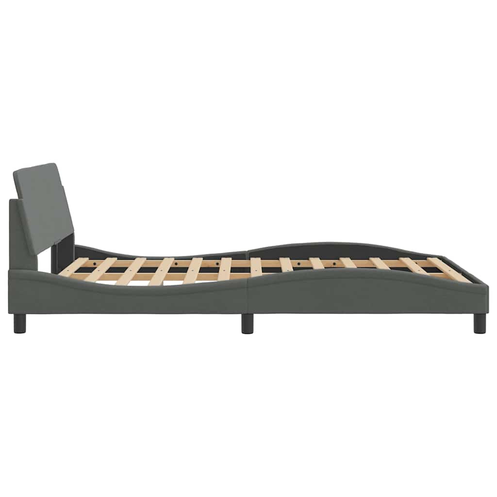 Okvir za krevet Dover tamno sivi 135x190 cm tkanina