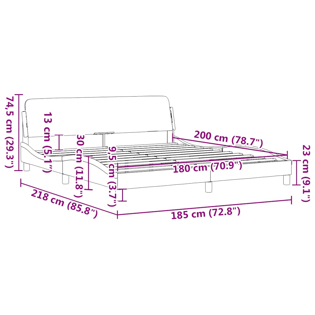 Okvir za krevet Dover tamno sivi 180x200 cm tkanina
