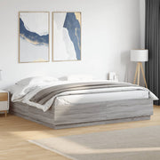 Okvir za krevet s LED svjetlima boja hrasta 180 x 200 cm drveni