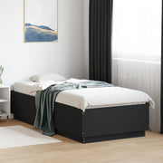 Okvir za krevet s LED svjetlima crni 100 x 200 cm drveni