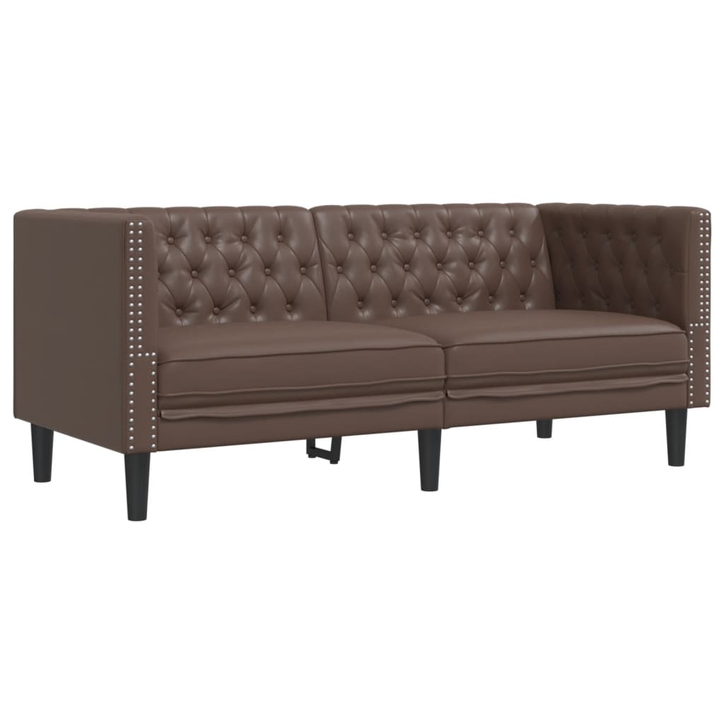 Chesterfield garnitura od 3 dijela, smeđa, umjetna koža