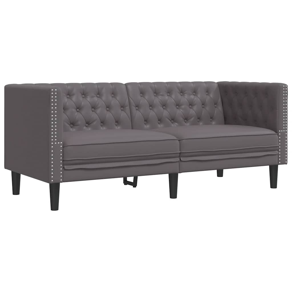 Chesterfield garnitura od 3 dijela, siva, umjetna koža