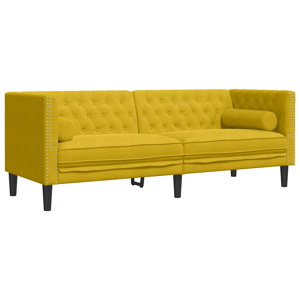 Chesterfield garnitura s jastucima, 2 dijela, žuti baršun