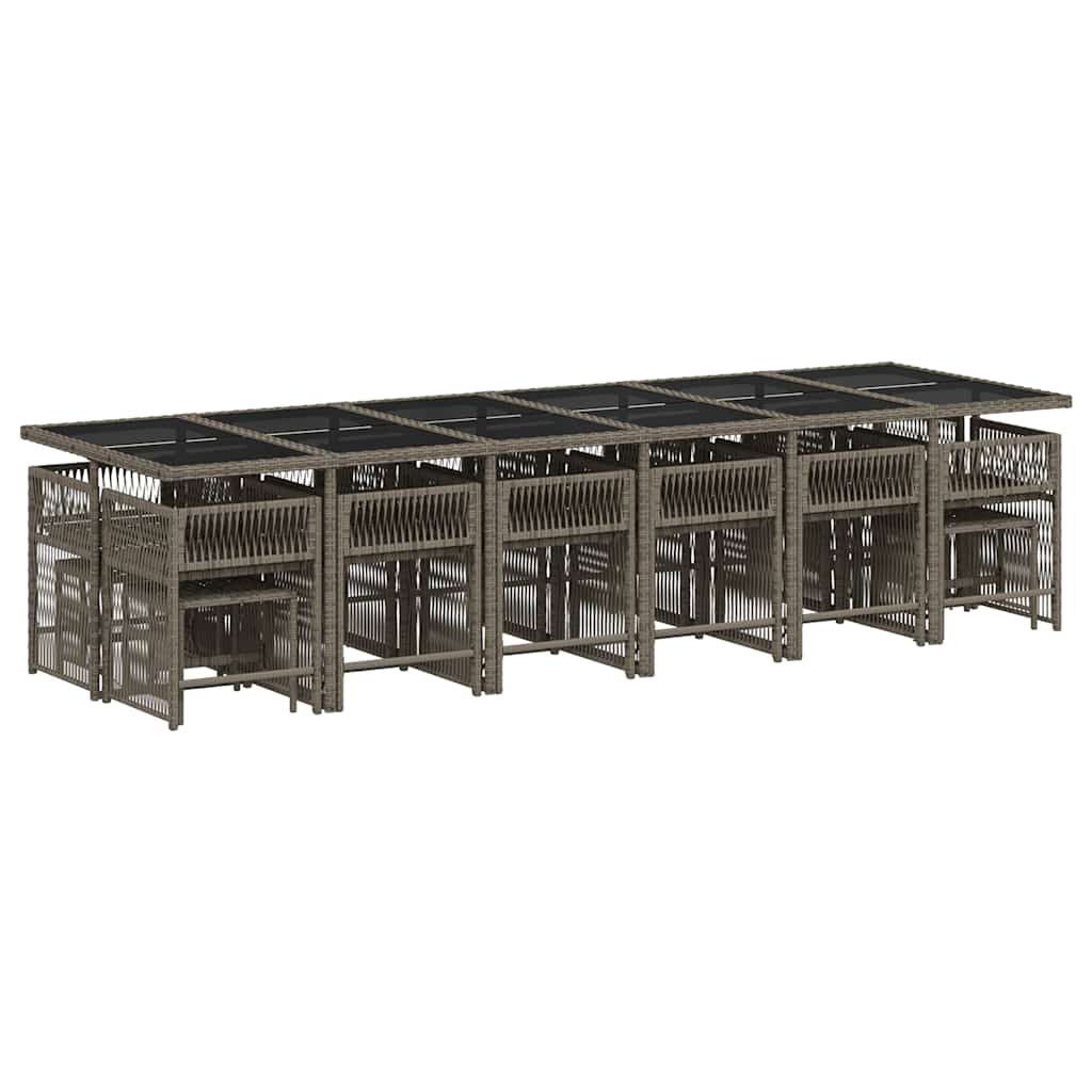 17-dijelni vrtni blagovaonski set s jastucima poliratan sivi