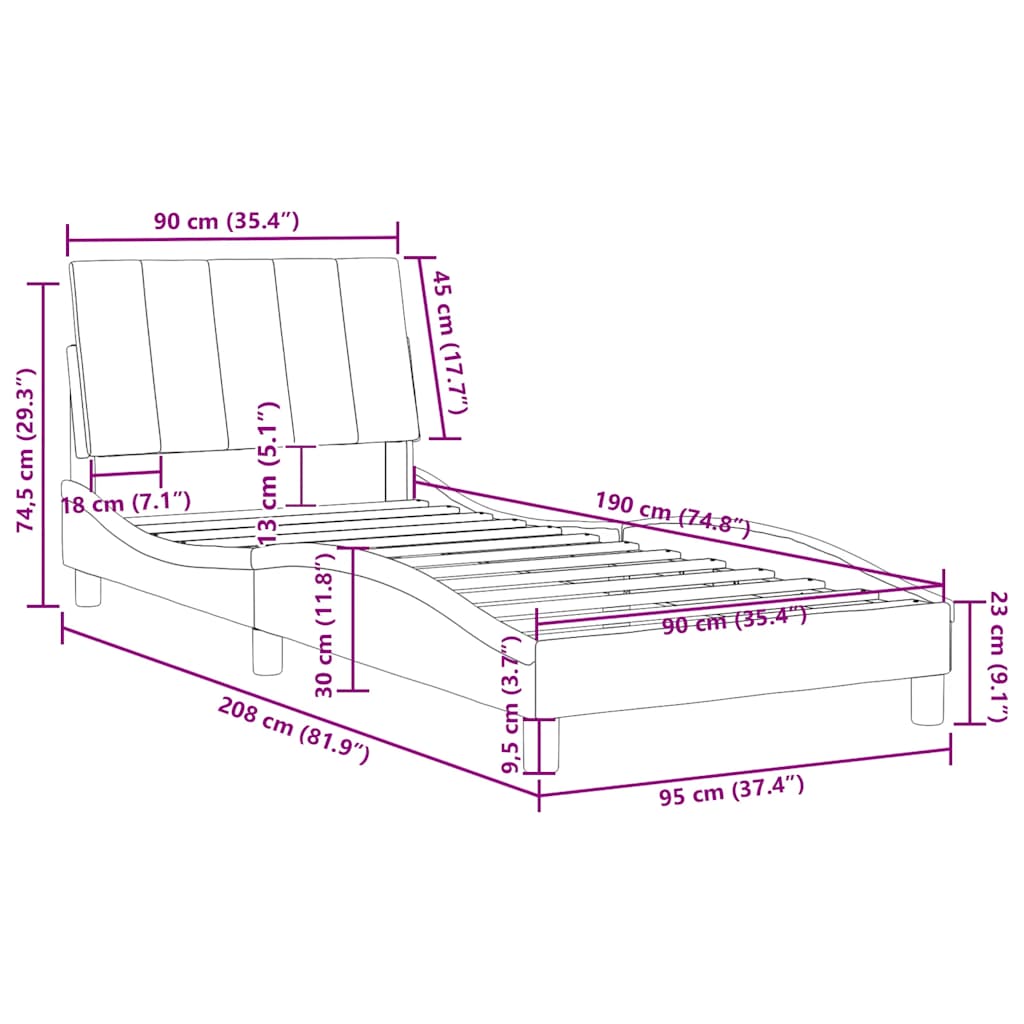 Okvir za krevet bez madraca Hanko crni 90x190 cm baršunasti