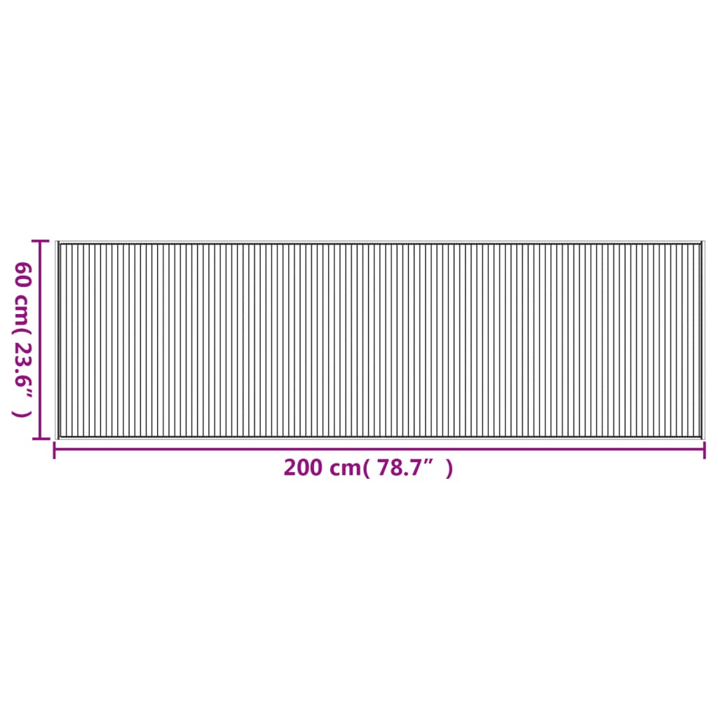Tepih pravokutni svijetli prirodni 60 x 200 cm od bambusa