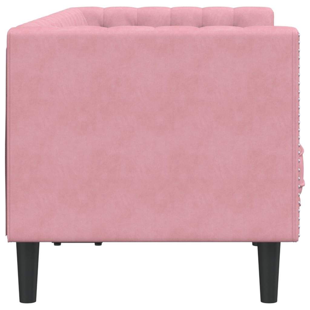 Chesterfield sofa s jastucima za 2 osobe, ružičasti baršun