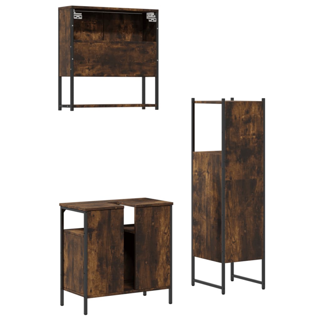 3-dijelni set kupaonskog namještaja boja hrasta drveni