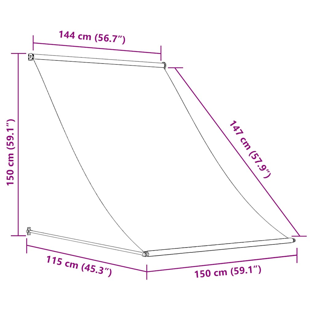 Tenda na uvlačenje antracit 150 x 150 cm od tkanine i čelika