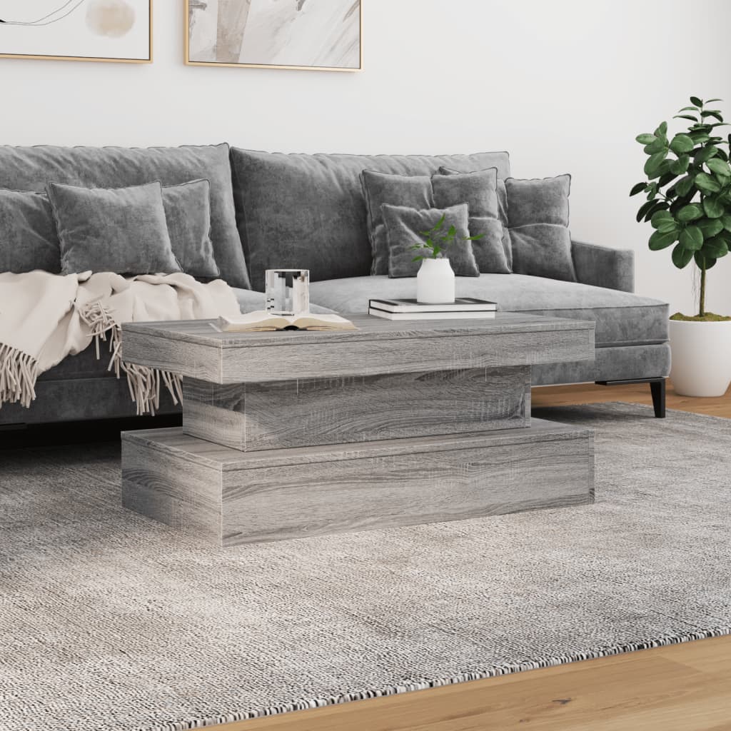 Stolić za kavu s LED svjetlima siva boja hrasta 90 x 50 x 40 cm
