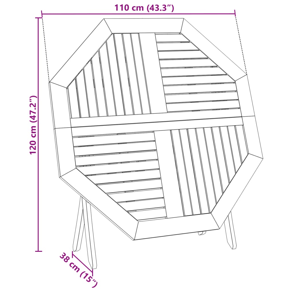 Sklopivi vrtni stol Ø110x75 cm od masivnog bagremovog drva