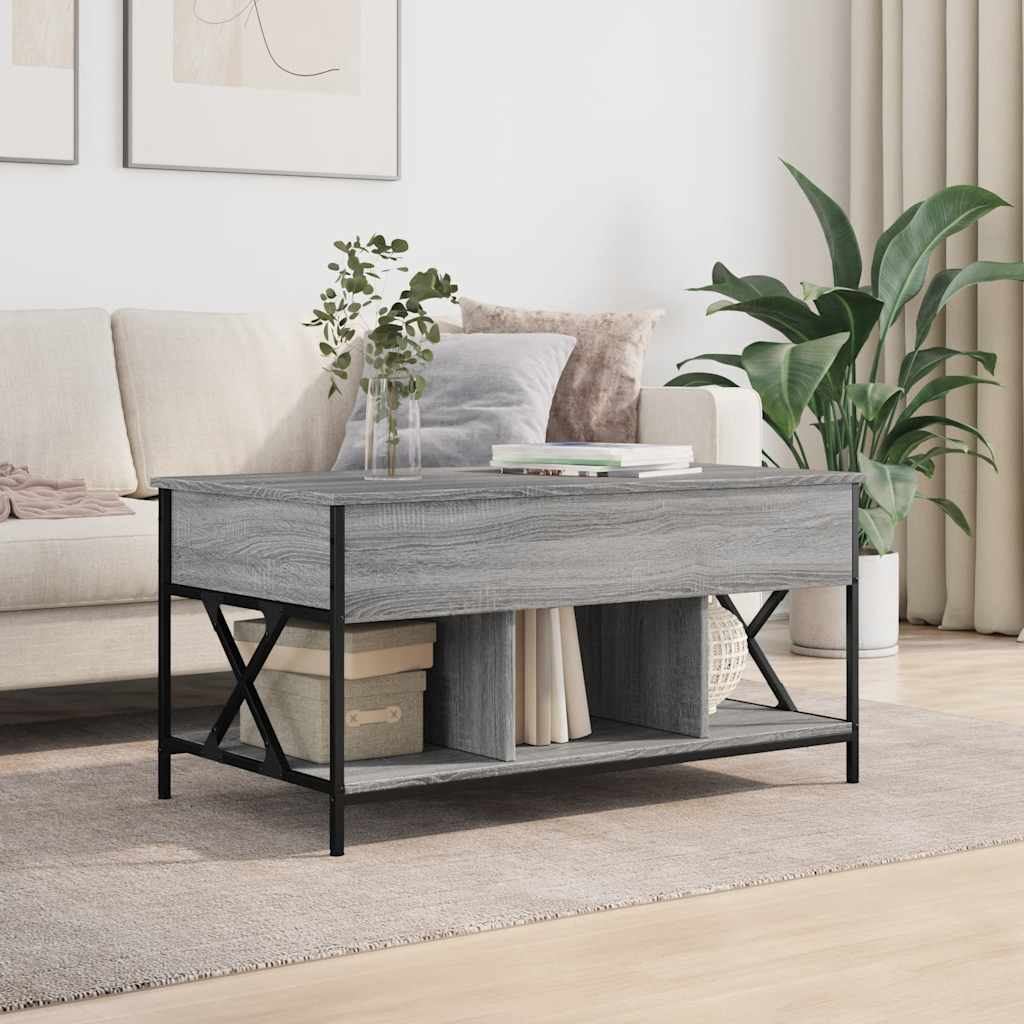 Stolić za kavu siva boja hrasta 100x55x50 cm od drva i metala