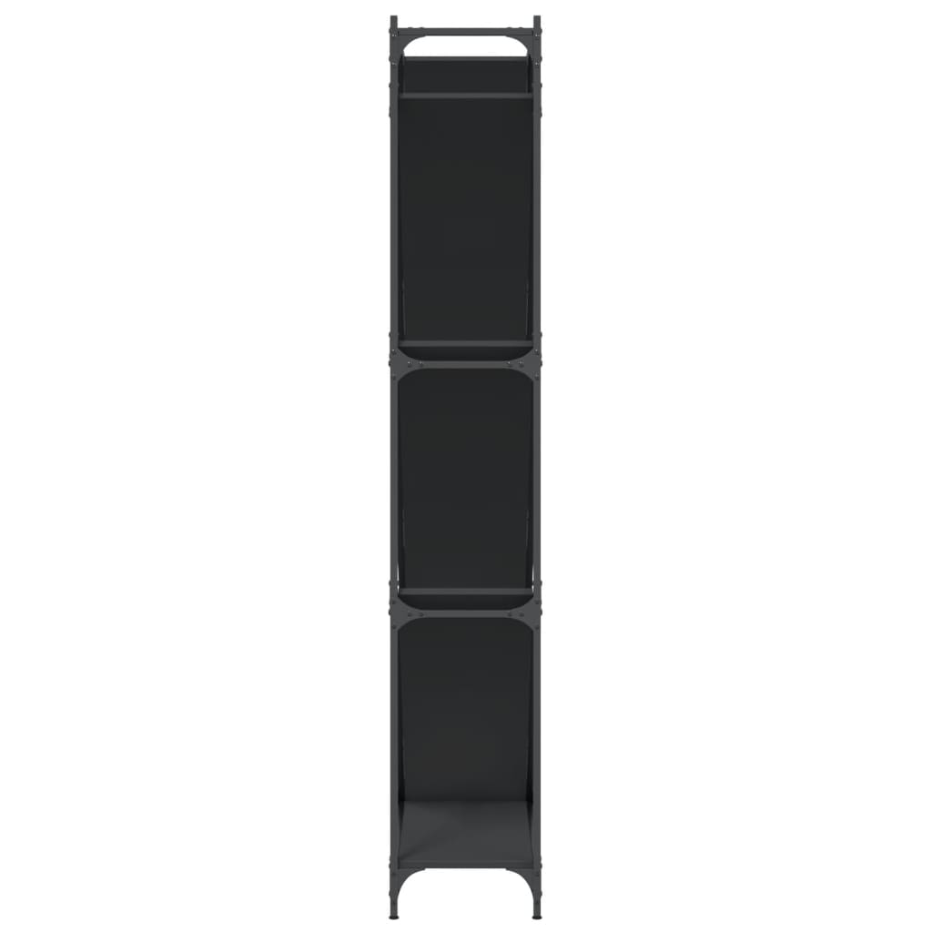 Regal za knjige crni 79 x 30 x 180 cm konstruirano drvo i metal