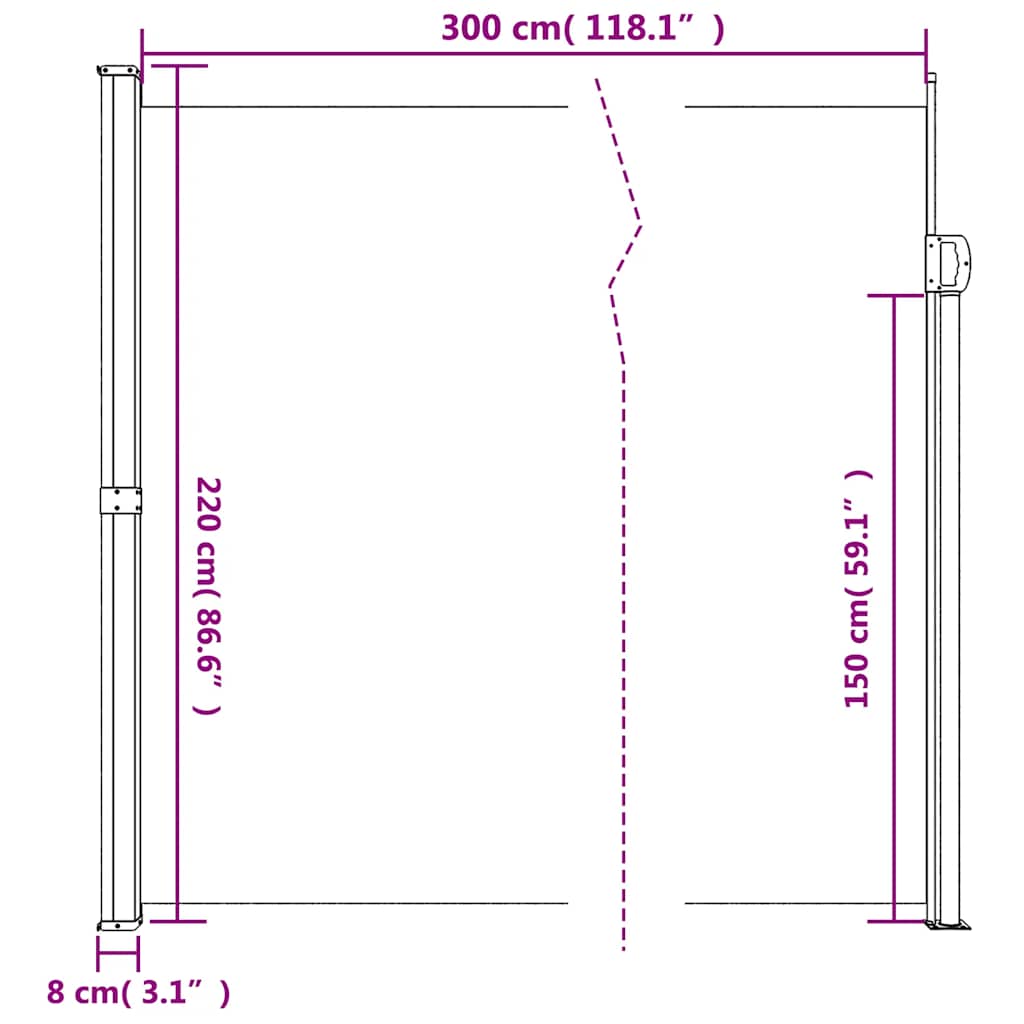 Bočna tenda na uvlačenje smeđa 220 x 300 cm