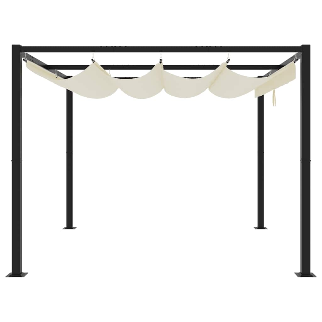 Vrtna sjenica s uvlačivim krovom krem boje 3x3 m čelik