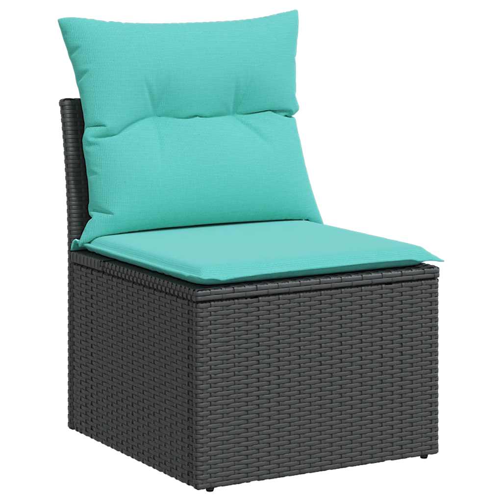 12-dijelni vrtni set s jastucima crni poliratan