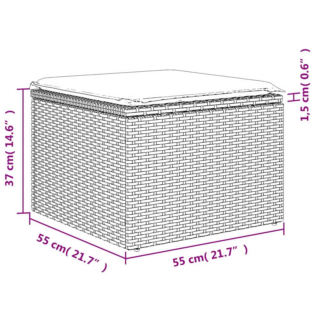 11-dijelni vrtni set s jastucima, sivi poliratan